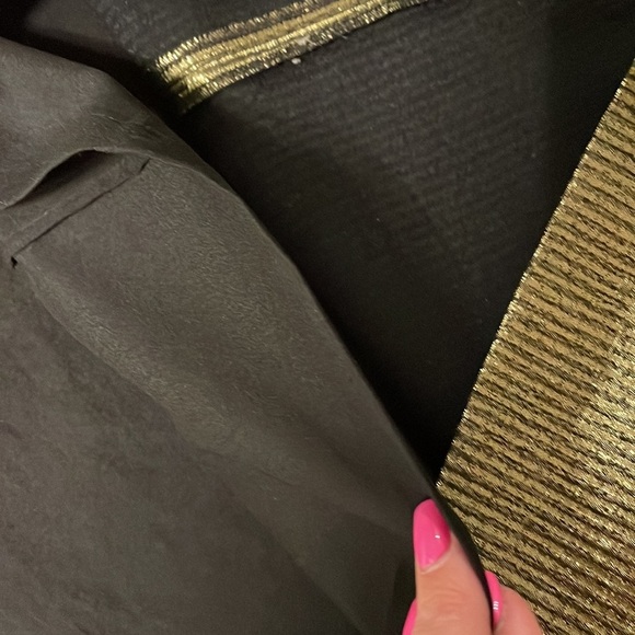 BCBG MaxAzria Gold metallic Valari Dress textured stripe XS bell 3/4 sleeves - Picture 6 of 12